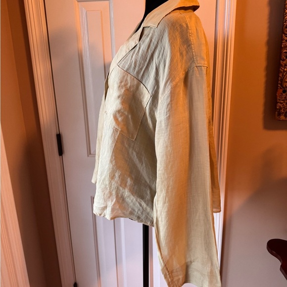 Madewell Resort Long Sleeve Shirt in Paqle Lichen 100% Ramie - Picture 6 of 12